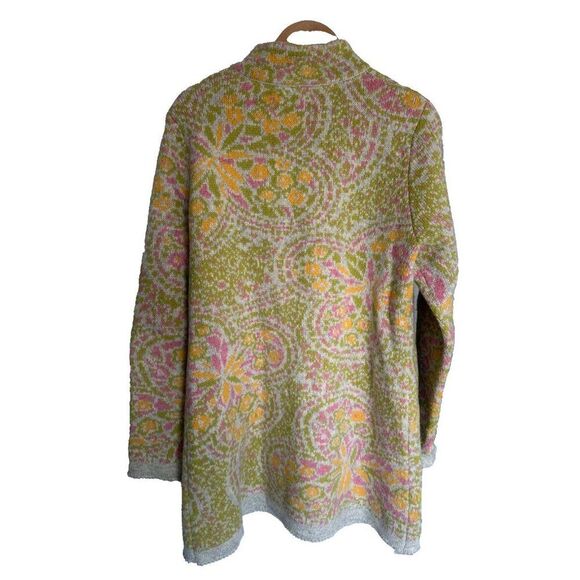 SUNDANCE Multi-Color Pastel Wool Button Down Long Sleeve Sweater Coat Size LG - Picture 3 of 5